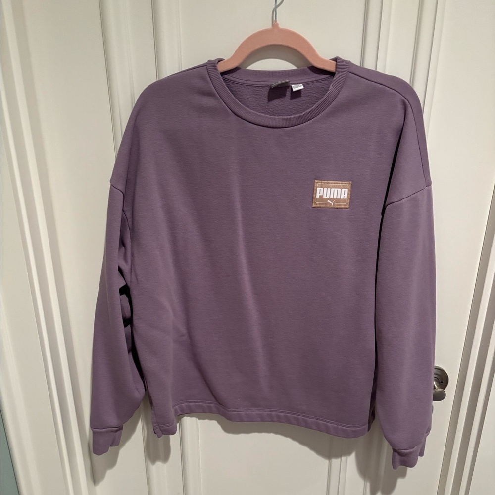 PUMA Women's Fleece Crewneck Sweatshirt Purple Large